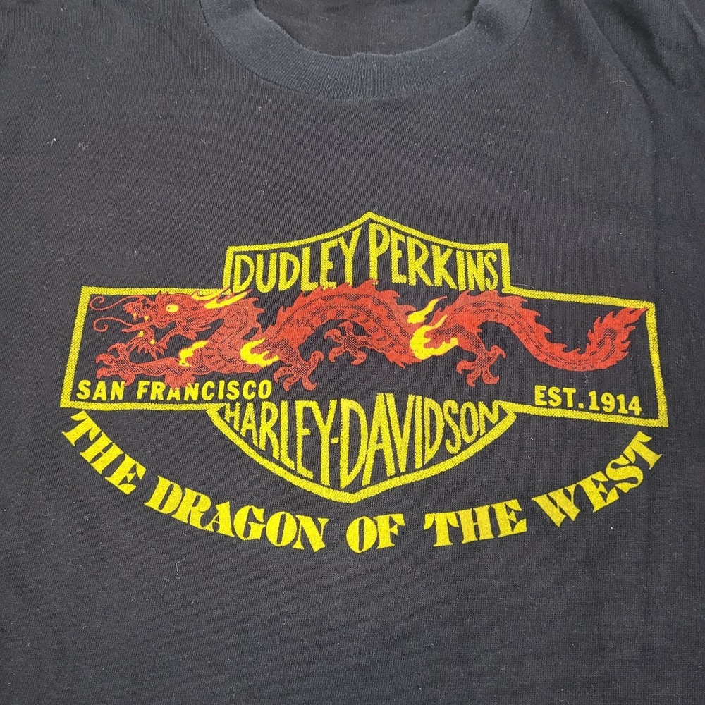 Vintage 1981 Single Stitched Dudley Perkins Dragon Of The West Harley Tee Sz LG - Picture 2 of 9